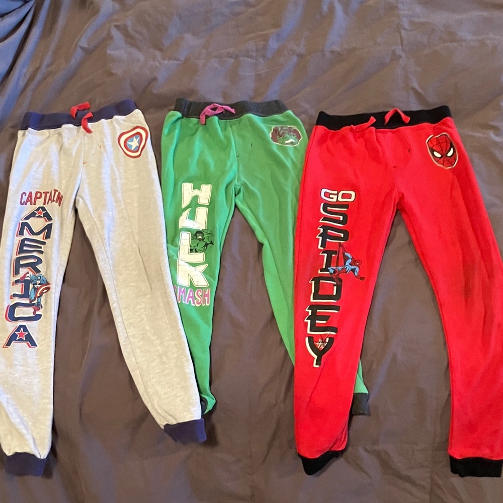 Marvel Red Spider-Man, Green Hulk & Grey Captain America Kids Joggers